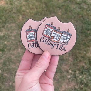 Getting Lit Fall Candles Car Coaster Set | Car Accessories